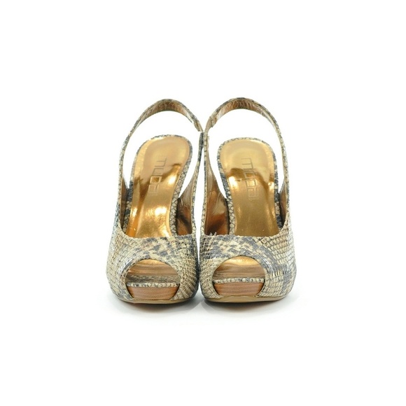 MODA SPANA SNAKE STAMPED PEEP TOE HEELS 7.5 - Picture 2 of 6